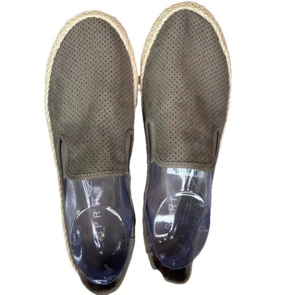 Esprit Nadine Espadrille Brown Tan Slip On Perforated Flat Sneaker Shoe Sz 9.5 M - Picture 1 of 8